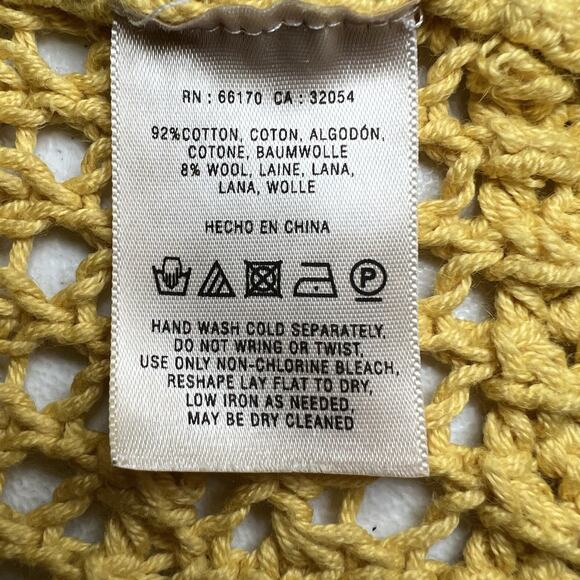 Charlie & Robin Anthropologie Butter Yellow Open-Knit Cardigan Sweater Size S - Picture 5 of 7